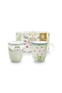 Pip Studio Lily & Lotus Beker Groot 350 ml Light Green - set van 2