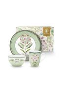 Pip Studio Lily & Lotus 3-delige Ontbijtset - Light Green