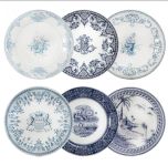 Gien Les Dépareillées Bleu Dinerbord 27.3 cm - set van 6