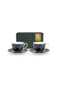 Pip Studio Berry Blues Cappuccinokop en schotel 280 ml - set van 2