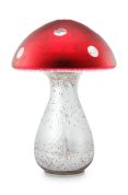 Pip Studio Mushroom Glass Decoratie 24 cm - zilver/rood